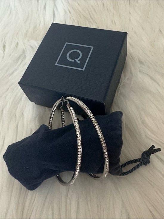 QVC Jewelry - QVC LARGE 2.5” inch Stainless Steel Inside Out Stone Crystal Hoop Earrings